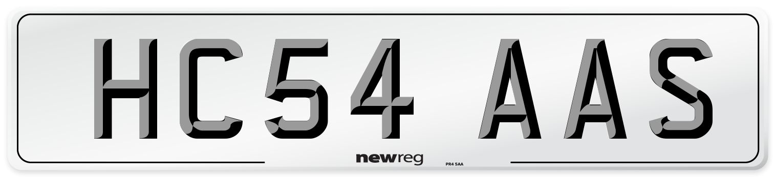 HC54 AAS Number Plate from New Reg